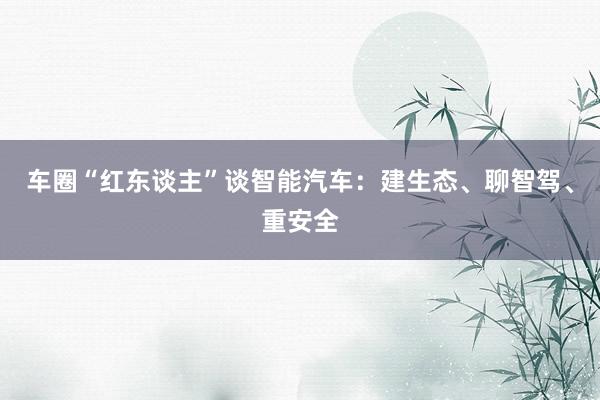 车圈“红东谈主”谈智能汽车：建生态、聊智驾、重安全