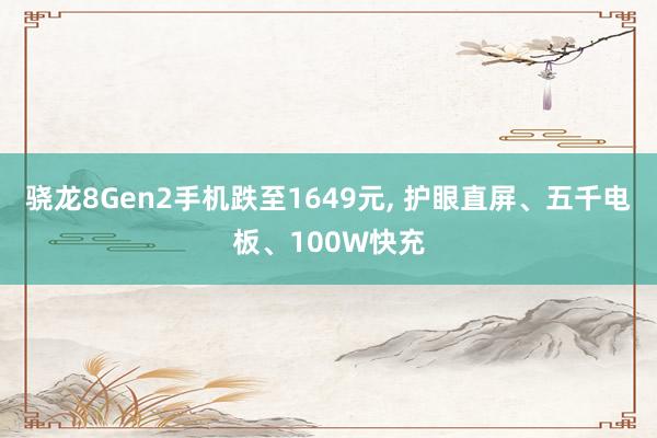 骁龙8Gen2手机跌至1649元, 护眼直屏、五千电板、100W快充