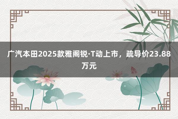 广汽本田2025款雅阁锐·T动上市，疏导价23.88万元